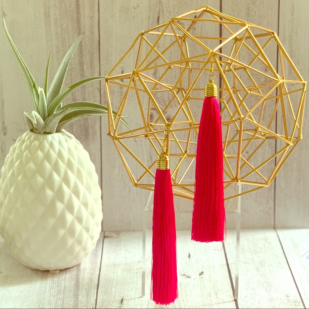 Pink Tassel Drop Earrings